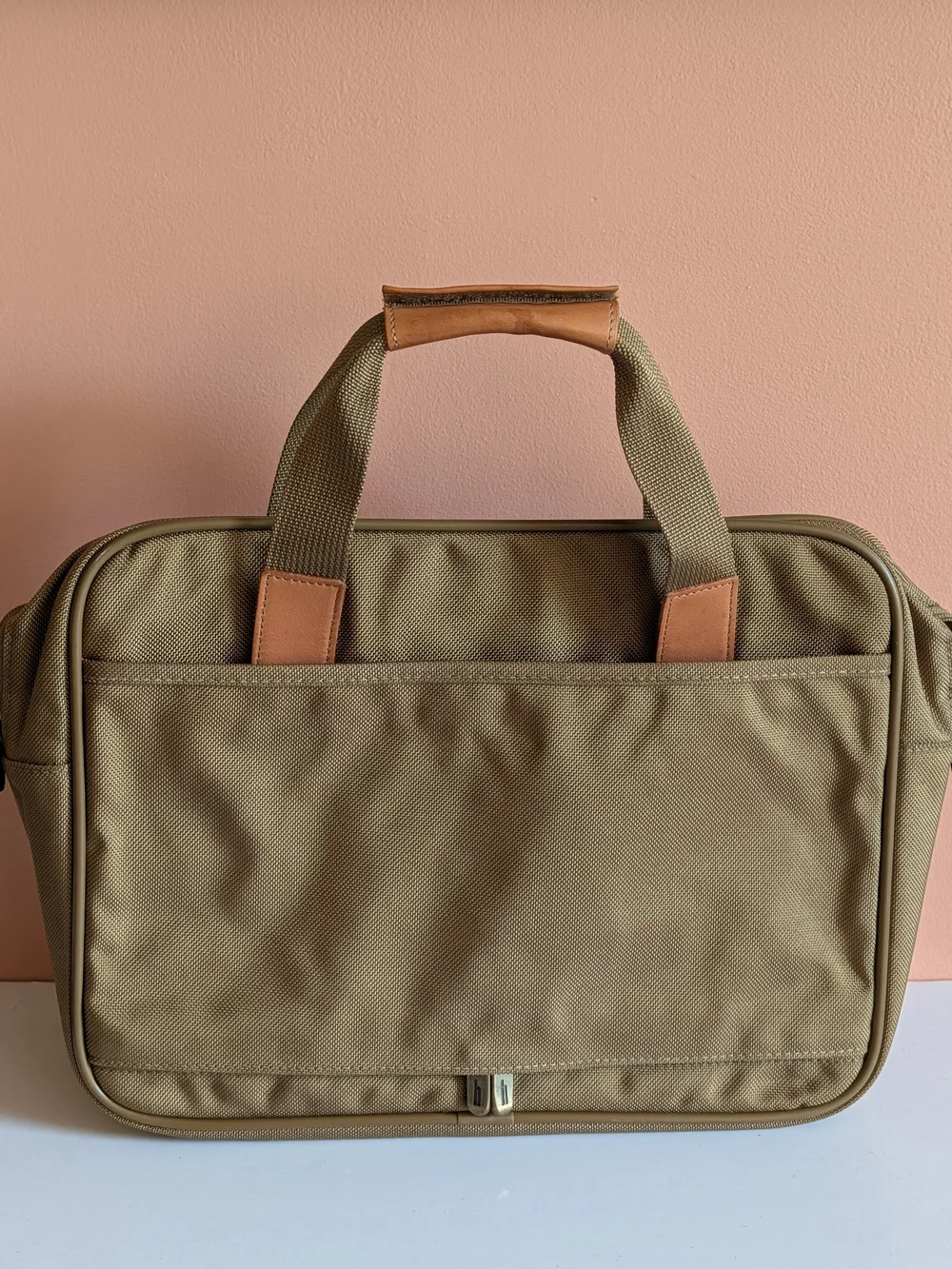 Vintage Hartmann Briefcase Business Case Tan Canvas Leather Trim Laptop Document